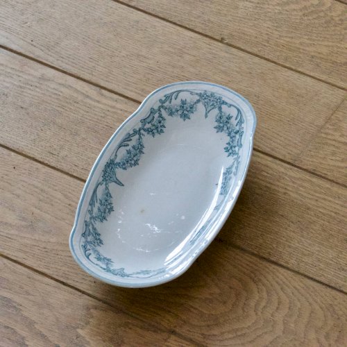 Ravier ancien XIXe terre de fer signé Sarreguemines collection Louis XVI