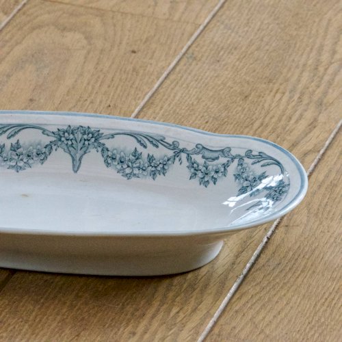 Ravier ancien XIXe terre de fer signé Sarreguemines collection Louis XVI