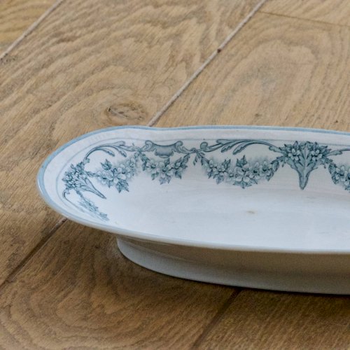 Ravier ancien XIXe terre de fer signé Sarreguemines collection Louis XVI