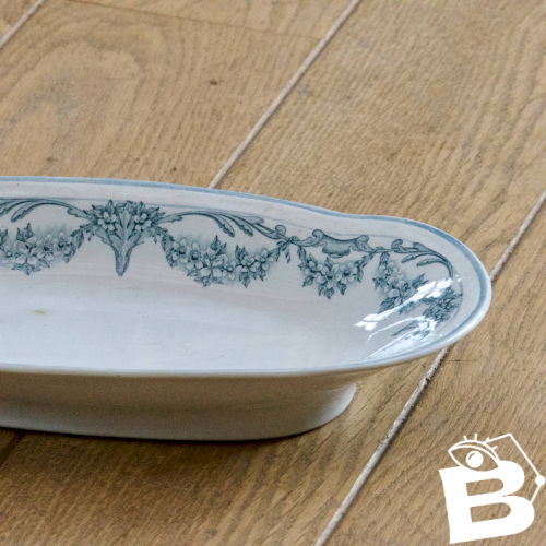 Ravier ancien XIXe terre de fer signé Sarreguemines collection Louis XVI