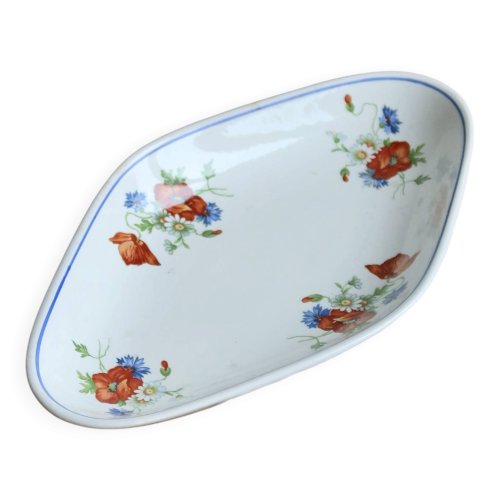 Ravier anciennes faience Salins - Modèle coquelicot