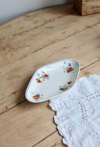 Ravier anciennes faience Salins - Modèle coquelicot