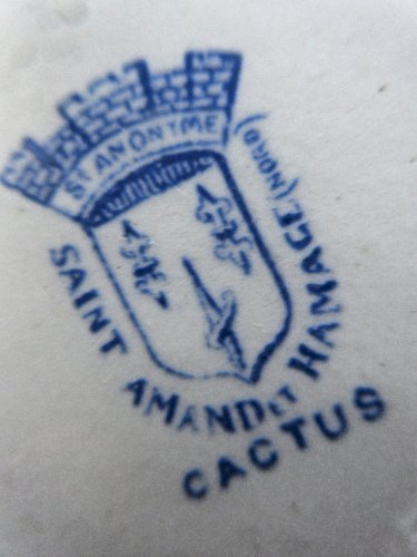 Ravier de toilette à savon, décor bleu de St Amand Hamage: Cactus