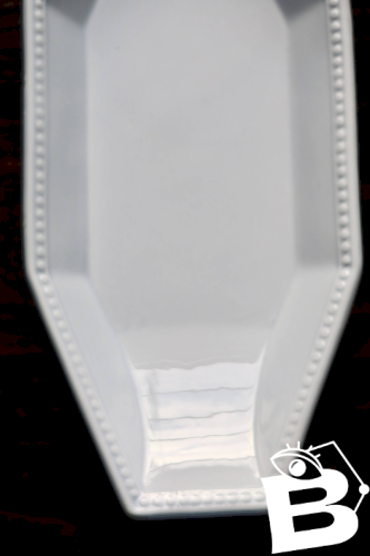 Ravier octogonal ancien Creil et Montereau - Modèle Perles - Bleu gris pâle