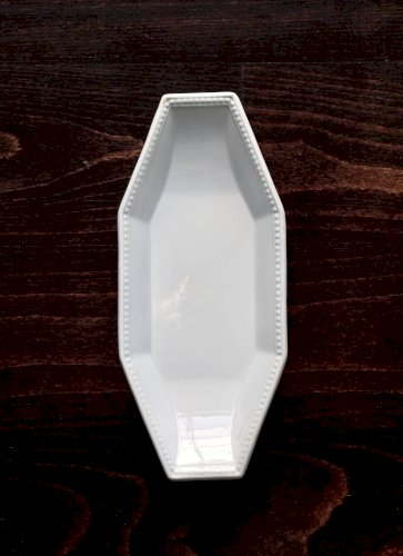 Ravier octogonal ancien Creil et Montereau - Modèle Perles - Bleu gris pâle