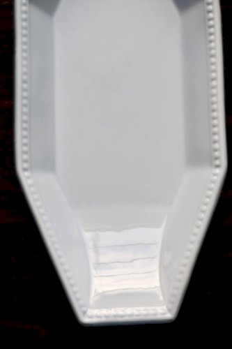 Ravier octogonal ancien Creil et Montereau - Modèle Perles - Bleu gris pâle