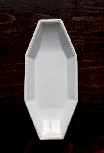 Ravier octogonal ancien Creil et Montereau - Modèle Perles - Bleu gris pâle