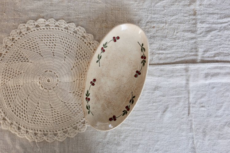 Ravier ovale ancien terre de fer – Somain – Modèle Sorbier