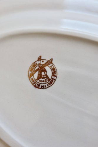 Ravier vintage Moulin des Loups porcelaine blanche - Décor bouquets