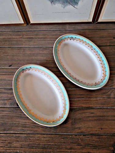 Raviers Lunéville Pierrefonds, dorure et feuillage doré (lot de 2)