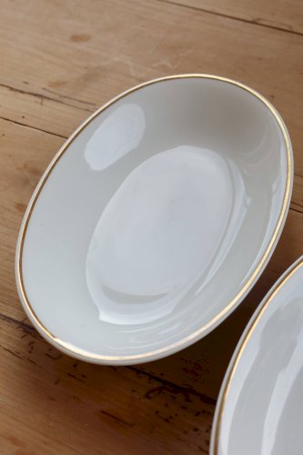 Raviers vintage en porcelaine blanche et liseré doré