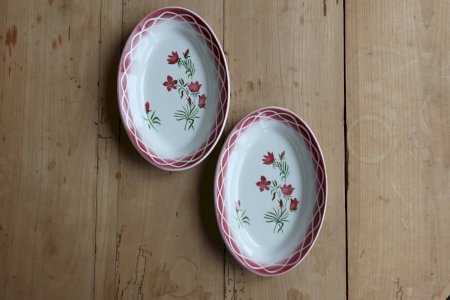 Vintage saucers faience Sarreguemines Digoin model Aude – Floral decor