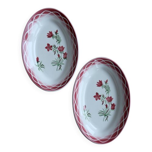 Raviers vintage faïence Sarreguemines Digoin modèle Aude – Décor floral