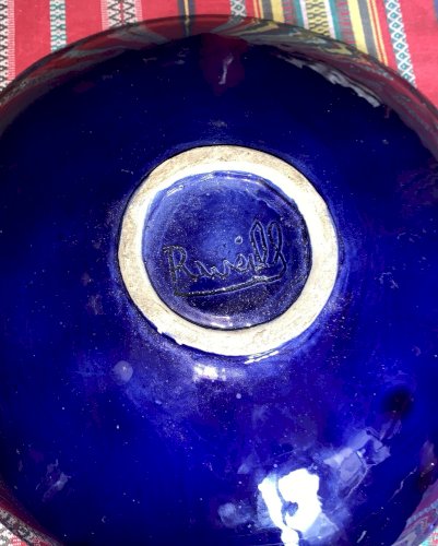 Raymond Weill plat céramique impressionniste paysage village du sud de la France