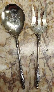 R&D SILVER SPOON AND FORK Antique Silverware Hallmark 7VitC 19/12