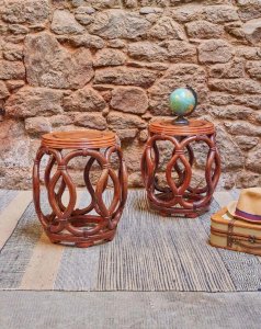 Regis, the pair of rosewood stools No. 746