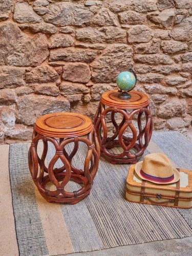 Regis, la paire de tabourets en bois de rose N°746