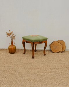 Regis, the green embroidered fabric stool No. 743