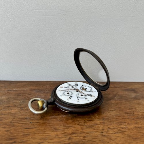 Régulateur astronomique vers 1900 phase de la Lune cadran émail M3534