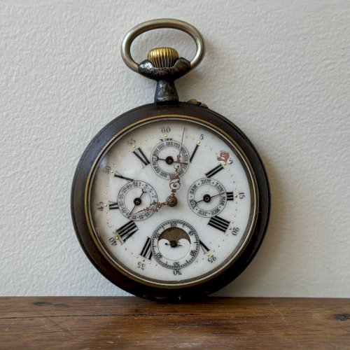 Régulateur astronomique vers 1900 phase de la Lune cadran émail M3534