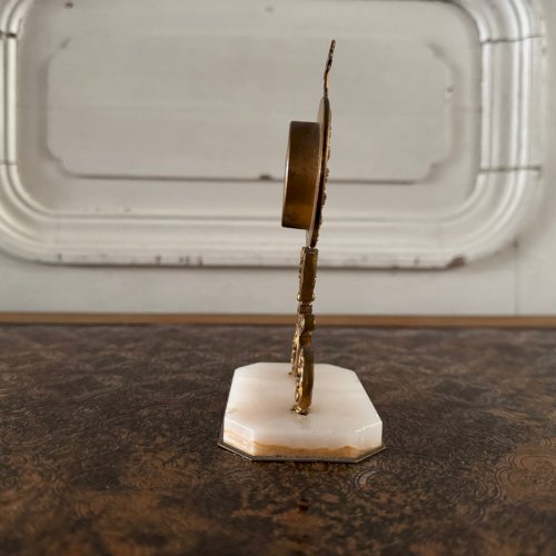 Reliquaire en bronze XVIIIe sur socle en marbre M3564