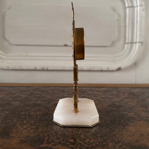 Reliquaire en bronze XVIIIe sur socle en marbre M3564