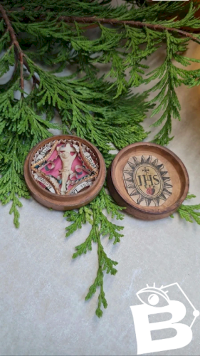 Reliquaire rond ancien XIX ème relique religieuse