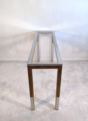 ✨✨✨ Renato Zevi - Magnifique grande console design 1970’s Renato Zevi chromée et dorée signée Made In Italy ✨✨✨