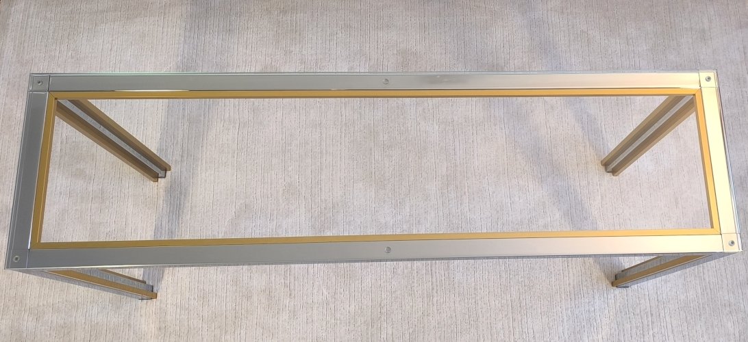 ✨✨✨ Renato Zevi - Magnifique grande console design 1970’s Renato Zevi chromée et dorée signée Made In Italy ✨✨✨