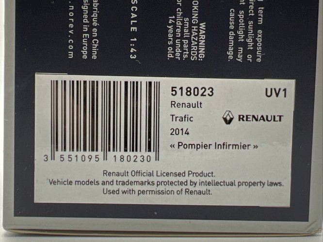 Renault Traffic (2014) Pompier Infirmier 1/43 Norev