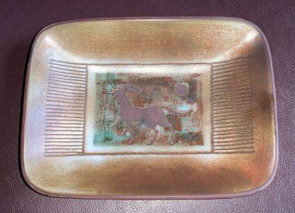 René Maurel ceramic Touret sur Loup horse-decorated incised rock art 1950s