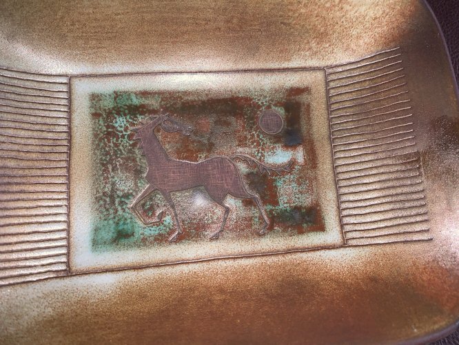 René Maurel céramique Touret sur Loup décor au cheval incisé art rupestre 1950's