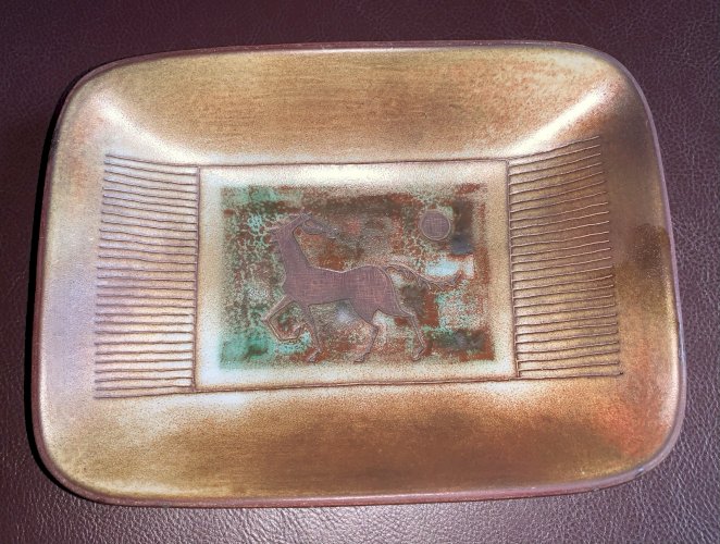 René Maurel céramique Touret sur Loup décor au cheval incisé art rupestre 1950's