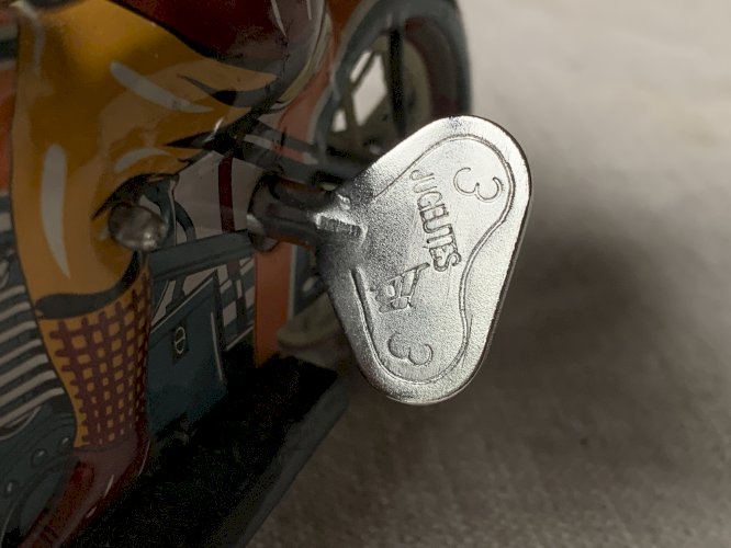 Reproduction jouet moto side car métal peint