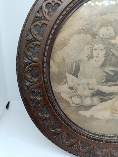 Reproduction Madonne du Magnifica de Sandro Botticelli  dans un cadre bois ancien en bon etat