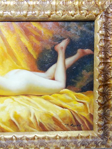 Reproduction "Nu au coussin" "La paresseuse" d'après Daniel Hernández Morillo