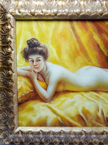 Reproduction "Nu au coussin" "La paresseuse" d'après Daniel Hernández Morillo