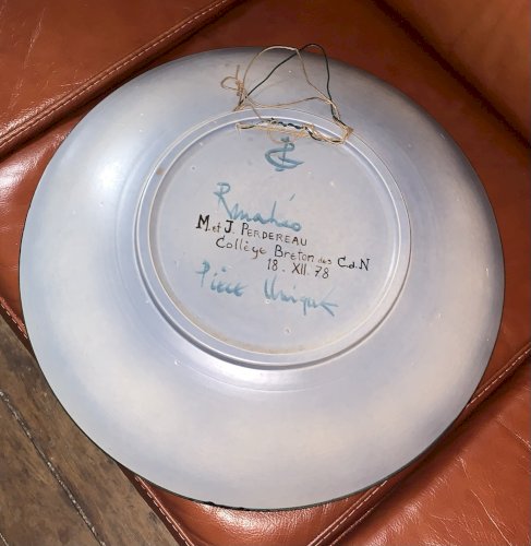 Robert Mahéo grande céramique pièce unique 1970's décor de fonds marins