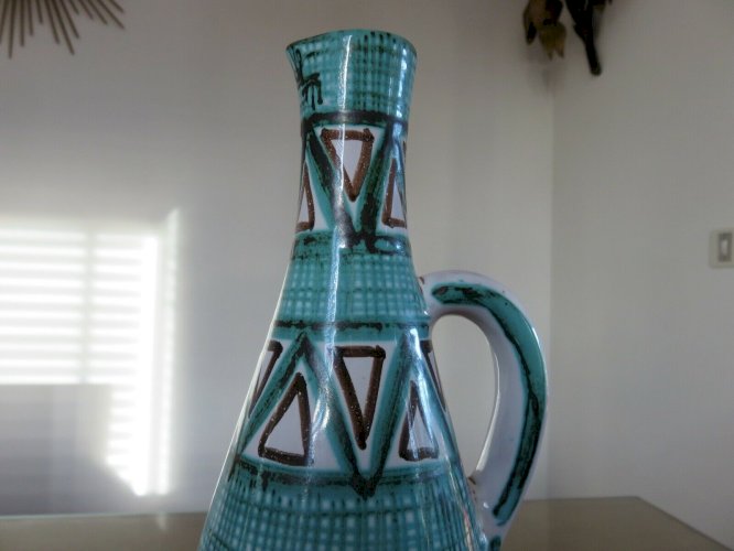 ROBERT PICAULT CARAFE PICHET EN CERAMIQUE EMAILLEE SIGNE ANNEES 50 60 VINTAGE 
