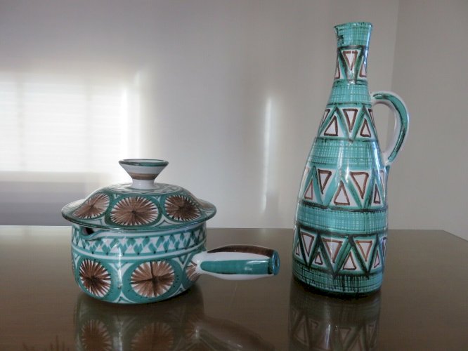 ROBERT PICAULT CARAFE PICHET EN CERAMIQUE EMAILLEE SIGNE ANNEES 50 60 VINTAGE 