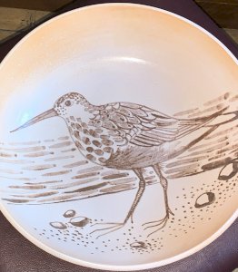 Robert Picault céramique Vallauris grand plat mural à l'oiseau 1950's