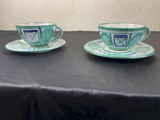ROBERT PICAULT  PAIRE TASSE CHOCOLAT , SOUS TASSE CERAMIQUE VALLAURIS