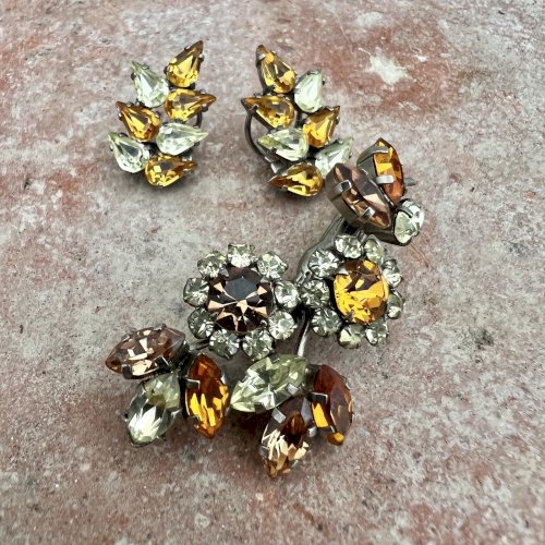 Roger Jean Pierre parure haute couture French Fashion vers 1950 broche et boucle