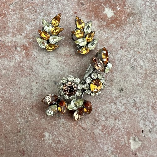 Roger Jean Pierre parure haute couture French Fashion vers 1950 broche et boucle