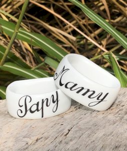 Ronds de serviettes en porcelaine Papy et Mamy