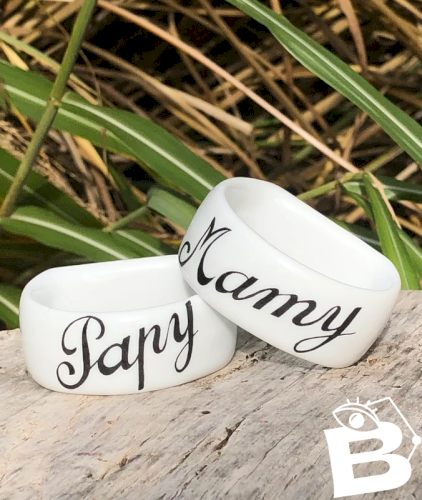 Ronds de serviettes en porcelaine Papy et Mamy