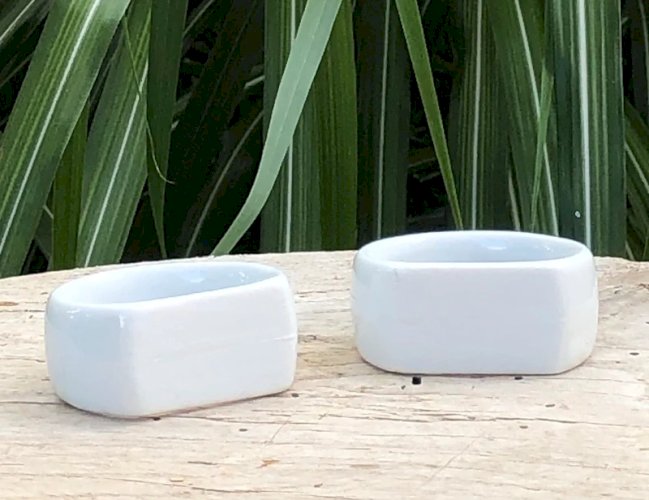 Ronds de serviettes en porcelaine Papy et Mamy
