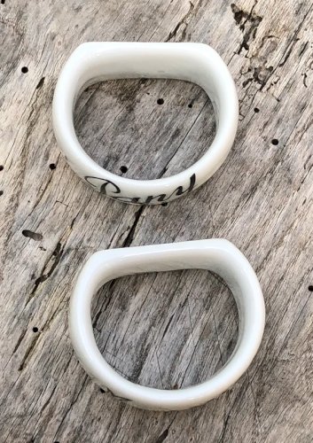 Ronds de serviettes en porcelaine Papy et Mamy