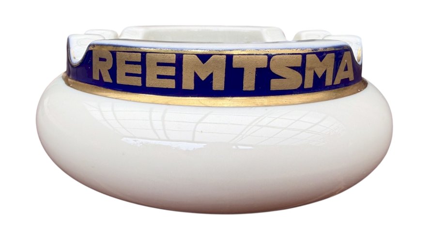 Rosenthal – Cendrier publicitaire Reemtsma – Porcelaine bleu cobalt et or – Allemagne – Art déco – circa 1928