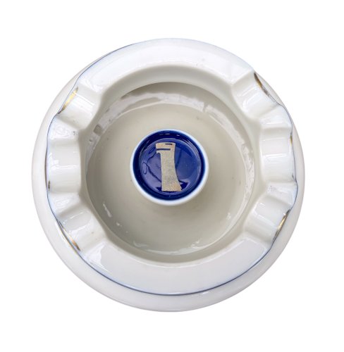 Rosenthal – Cendrier publicitaire Reemtsma – Porcelaine bleu cobalt et or – Allemagne – Art déco – circa 1928